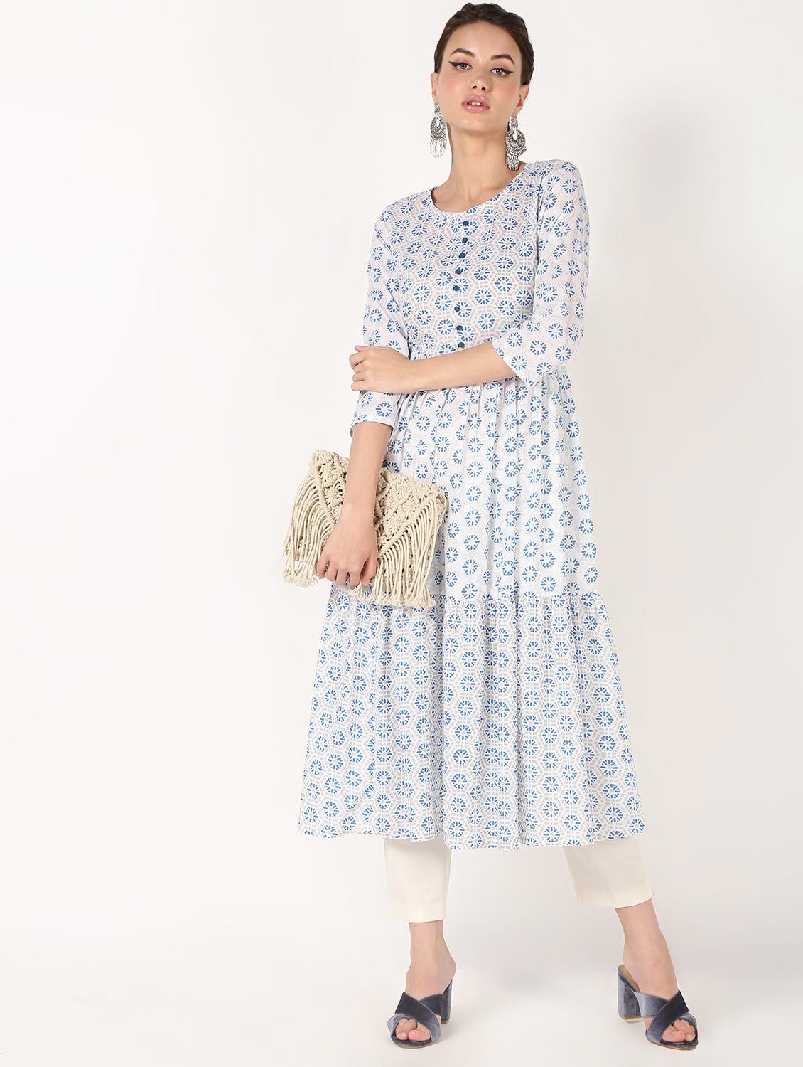 floral printed anarkali kurta - 16632293 - Zoom Image - 1