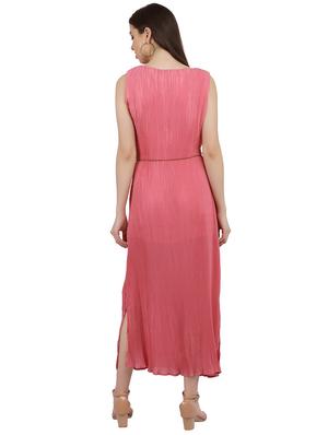 tie front high slit maxi dress - 16632299 - Standard Image - 3