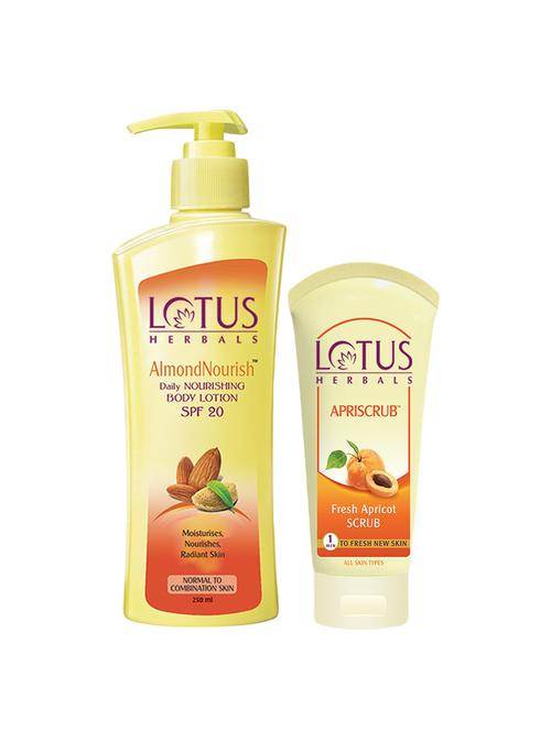 lotus herbals almondnourish daily nourishing body lotion 250ml with apricot scrub 60g - 16632415 - Standard Image - 1