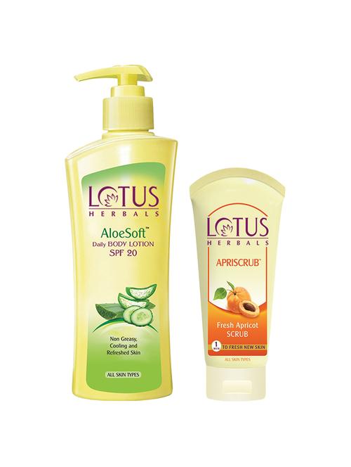 lotus herbals aloesoft daily body lotion 250ml with apriscrub 60g - 16632416 - Standard Image - 1