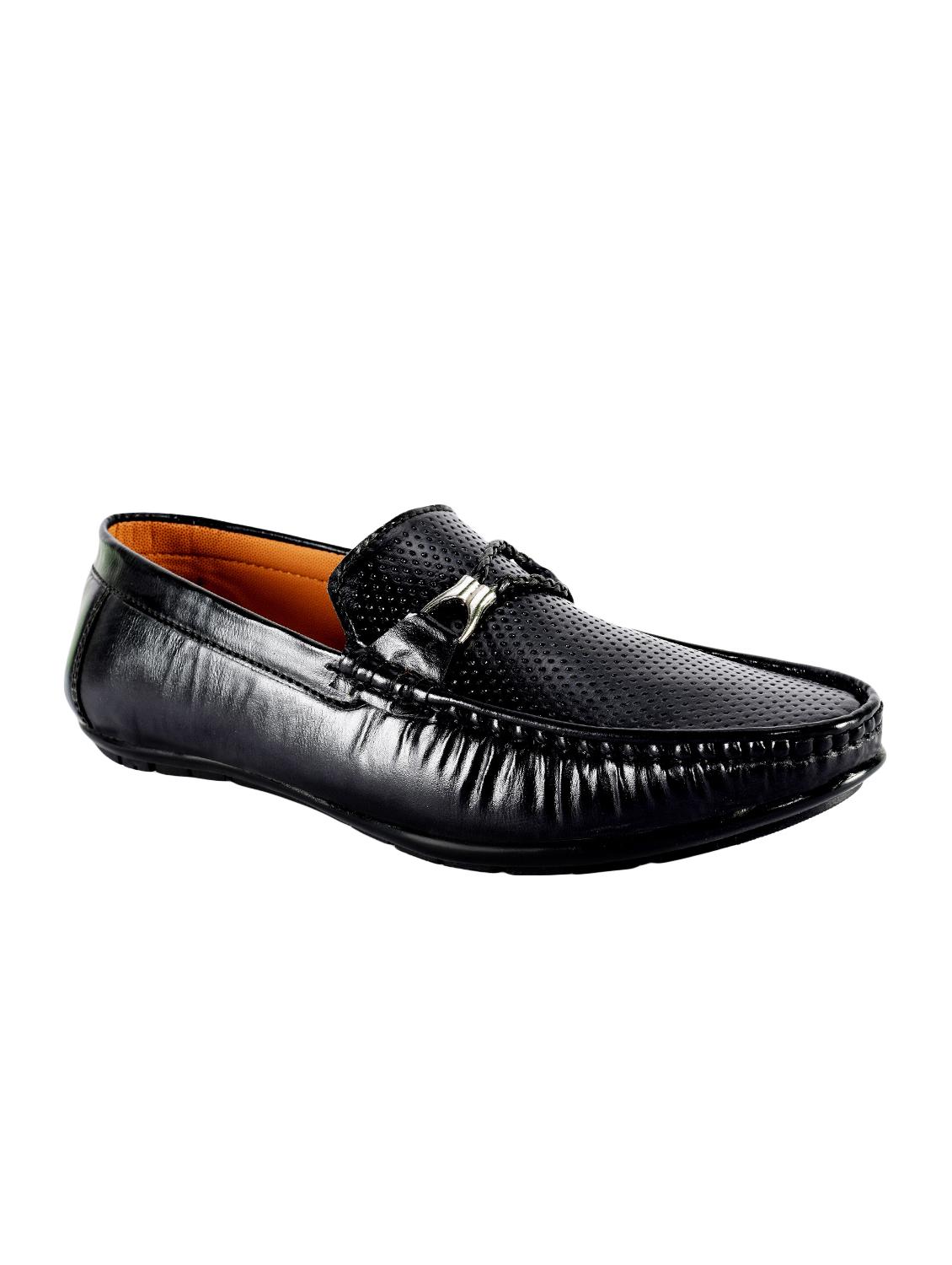 black leatherette slip on loafers - 16632448 - Zoom Image - 1