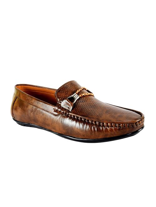 brown leatherette slip on loafers - 16632449 - Standard Image - 1