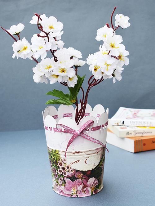 decoupage metal floral print planter - 16633036 - Standard Image - 1