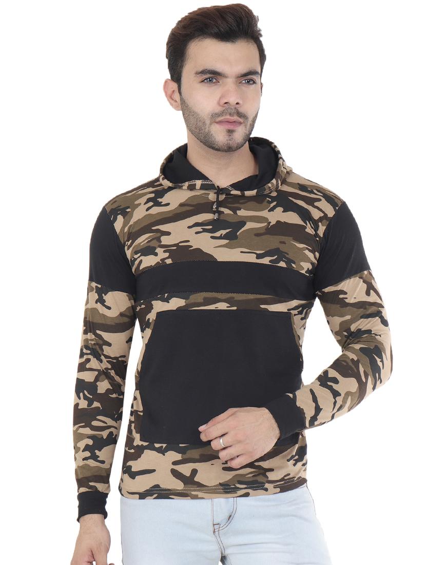 green camouflage print cut & sew t-shirt - 16633120 - Zoom Image - 1