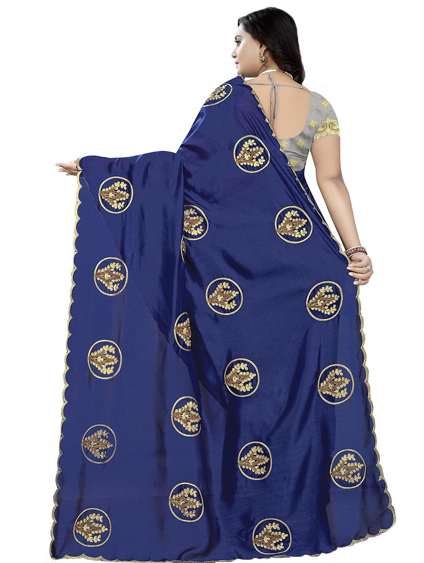zari embroidered saree with blouse - 16633289 - Zoom Image - 2