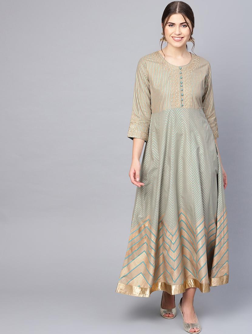 chevron zari work anarkali ethnic dress - 16633300 - Zoom Image - 1