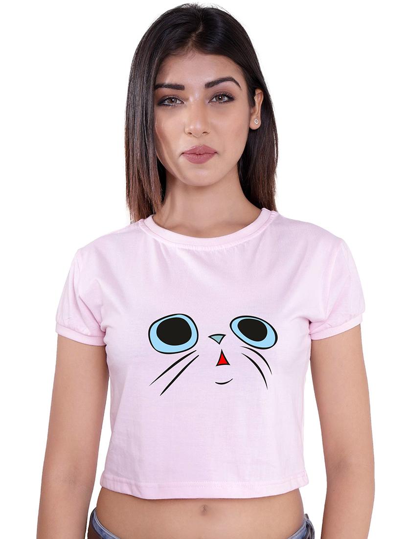 crew neck quirky print crop tees - 16633329 - Zoom Image - 1