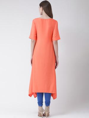 embroidered yoke asymmetric kurta - 16633517 - Standard Image - 3