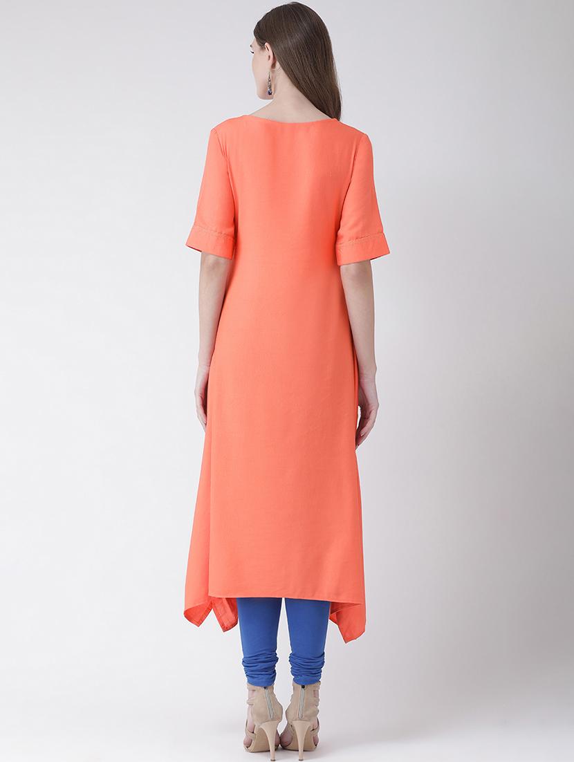 embroidered yoke asymmetric kurta - 16633517 - Zoom Image - 3
