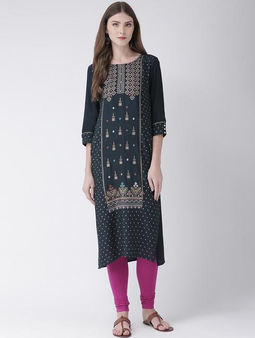 printed straight kurta - 16633529 - Standard Image - 1