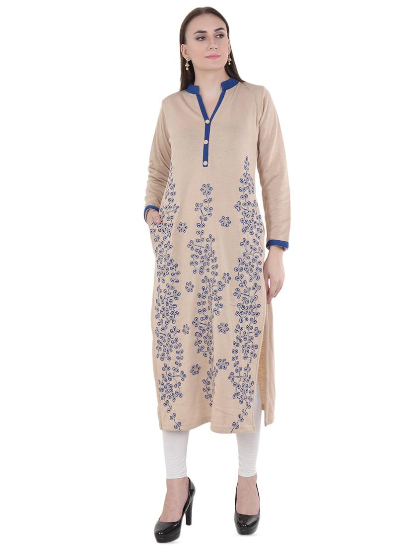 printed woolen kurta - 16633713 - Zoom Image - 1