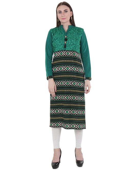 printed woolen kurta - 16633716 - Standard Image - 1