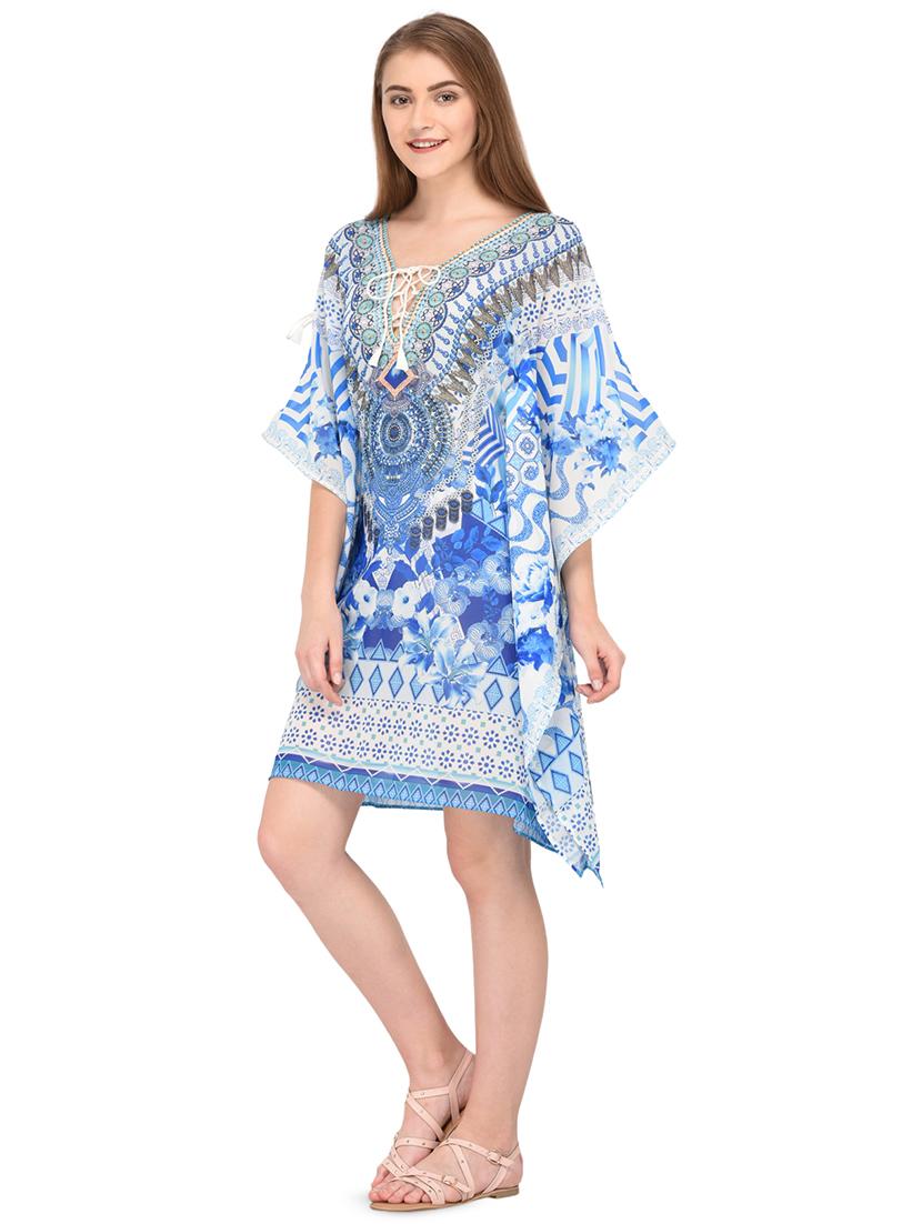 tie up neck printed kaftan - 16633728 - Zoom Image - 2