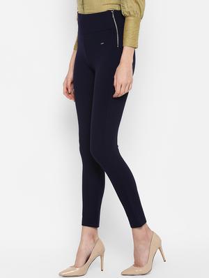 high rise solid zipper detail jeggings - 16633803 - Standard Image - 2