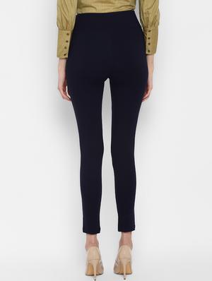 high rise solid zipper detail jeggings - 16633803 - Standard Image - 3