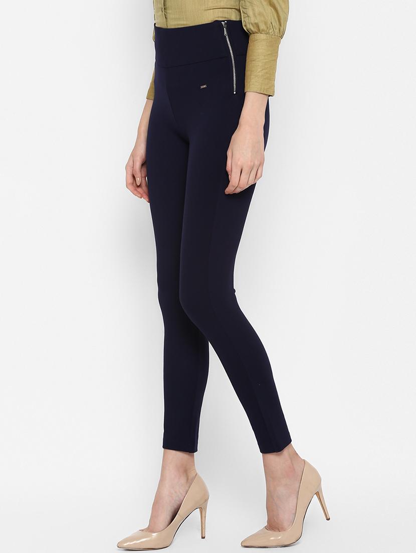high rise solid zipper detail jeggings - 16633803 - Zoom Image - 2