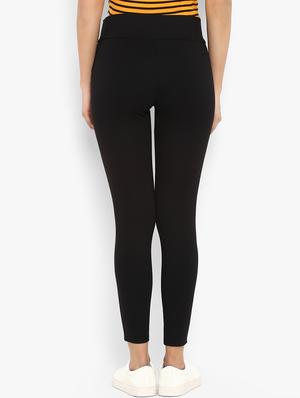 high rise solid zipper detail jeggings - 16633804 - Standard Image - 3