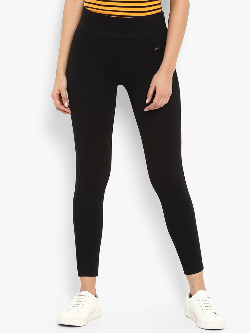 high rise solid zipper detail jeggings - 16633804 - Zoom Image - 1