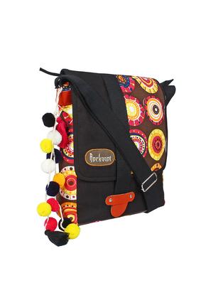 black printed messenger sling bag - 16633967 - Standard Image - 4