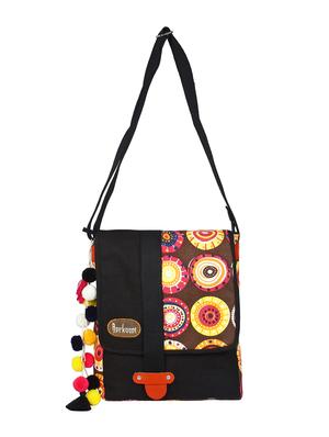black printed messenger sling bag - 16633967 - Standard Image - 5
