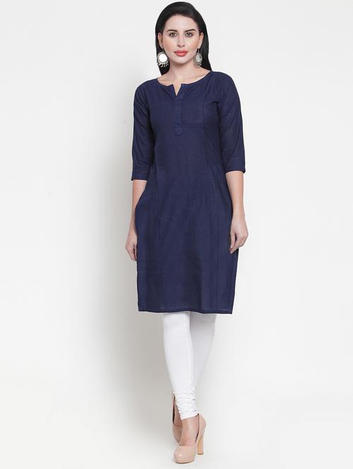 pintucks solid straight kurta - 16634087 - Standard Image - 1