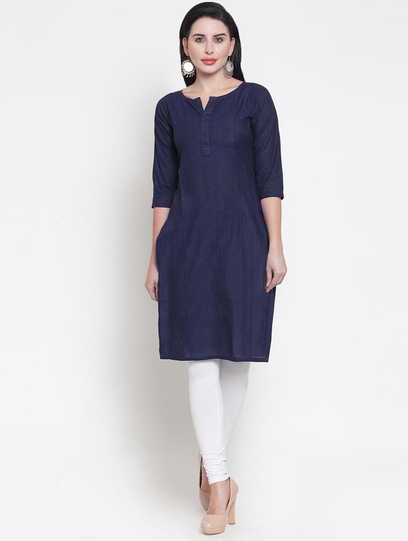 pintucks solid straight kurta - 16634087 - Zoom Image - 1