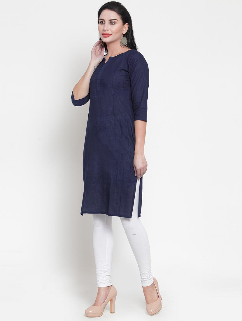 pintucks solid straight kurta - 16634087 - Zoom Image - 2