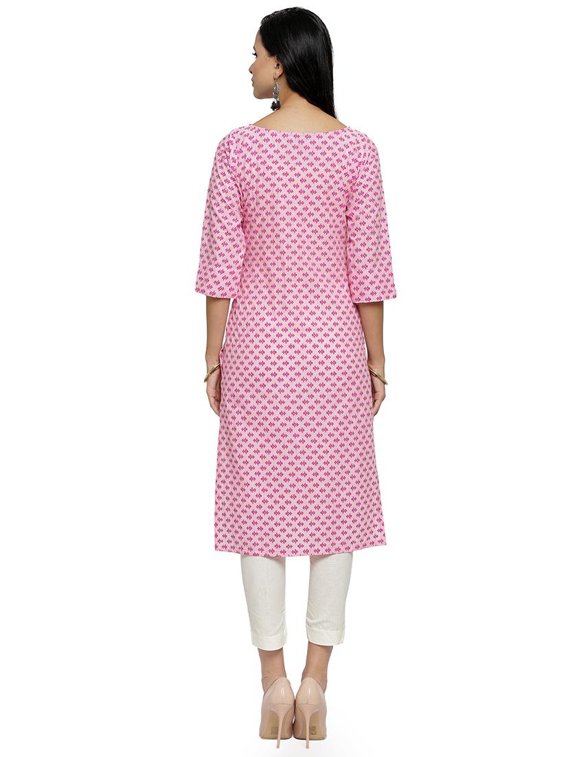 floral printed straight kurta - 16634089 - Zoom Image - 3