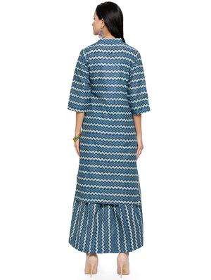 chevron printed straight kurta - 16634104 - Standard Image - 3