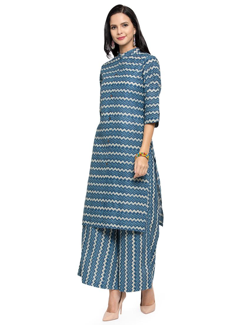 chevron printed straight kurta - 16634104 - Zoom Image - 2