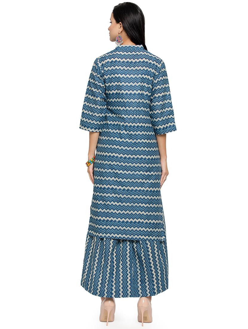 chevron printed straight kurta - 16634104 - Zoom Image - 3