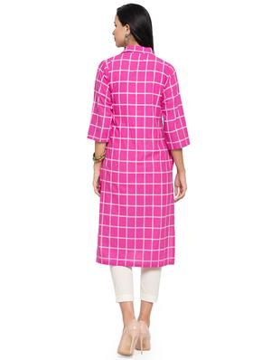 checkered straight kurta - 16634109 - Standard Image - 3
