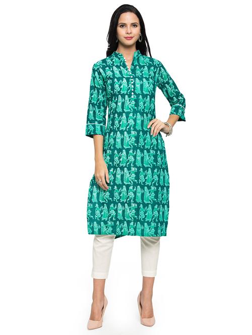 conversational straight kurta - 16634111 - Standard Image - 1