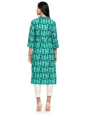 conversational straight kurta - 16634111 - Standard Image - 3