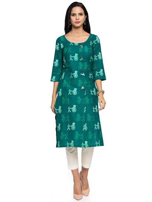 conversational straight kurta - 16634112 - Standard Image - 1
