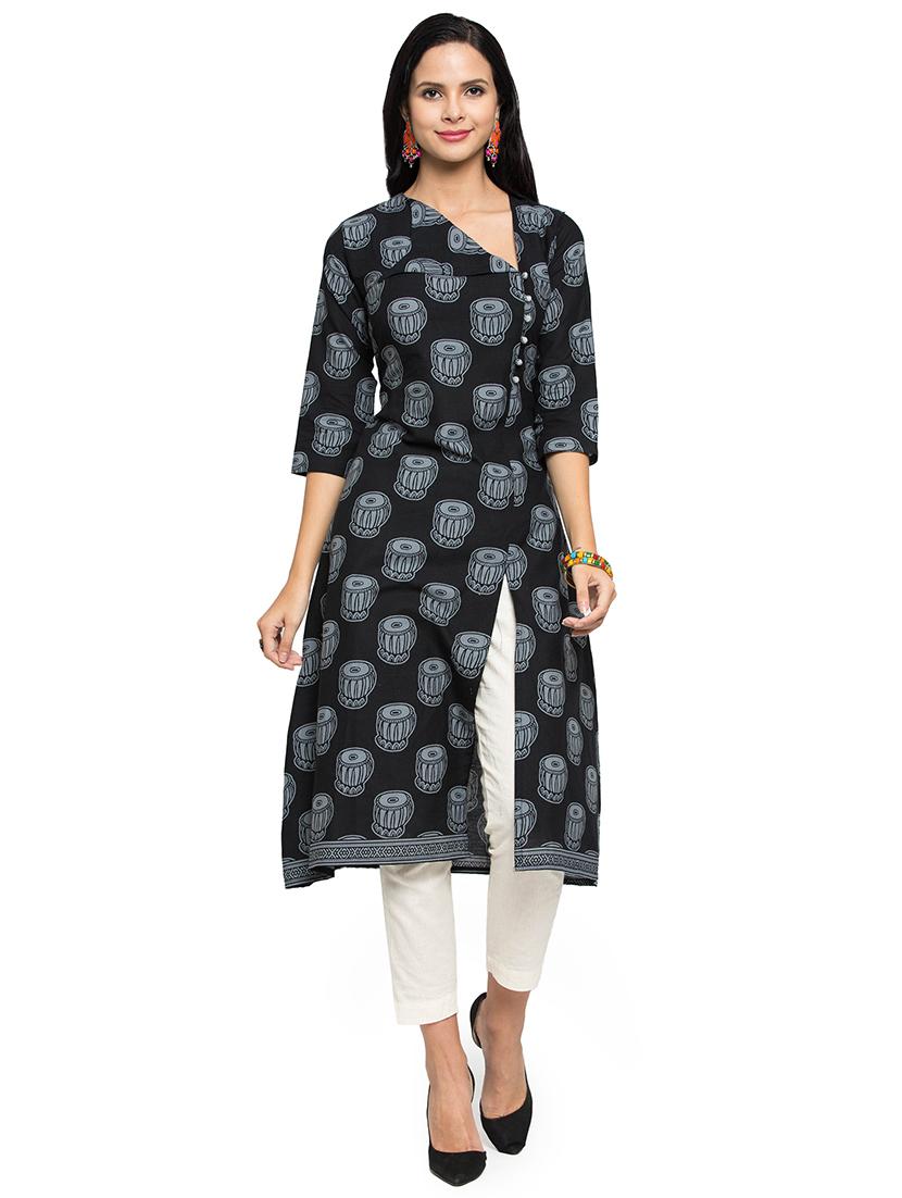 front slit printed a-line kurta - 16634116 - Zoom Image - 1