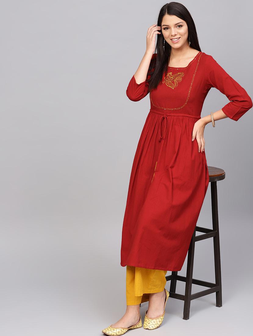embroidered a-line kurta - 16634152 - Zoom Image - 1