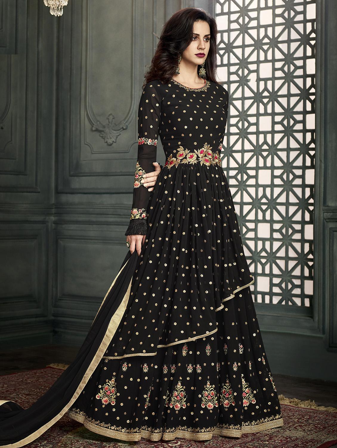 embroidered semi-stitched suit - 16634197 - Zoom Image - 1