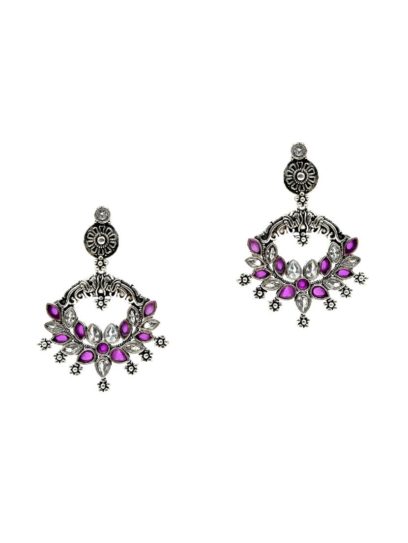 purple silver plated drop earring - 16634333 - Zoom Image - 1