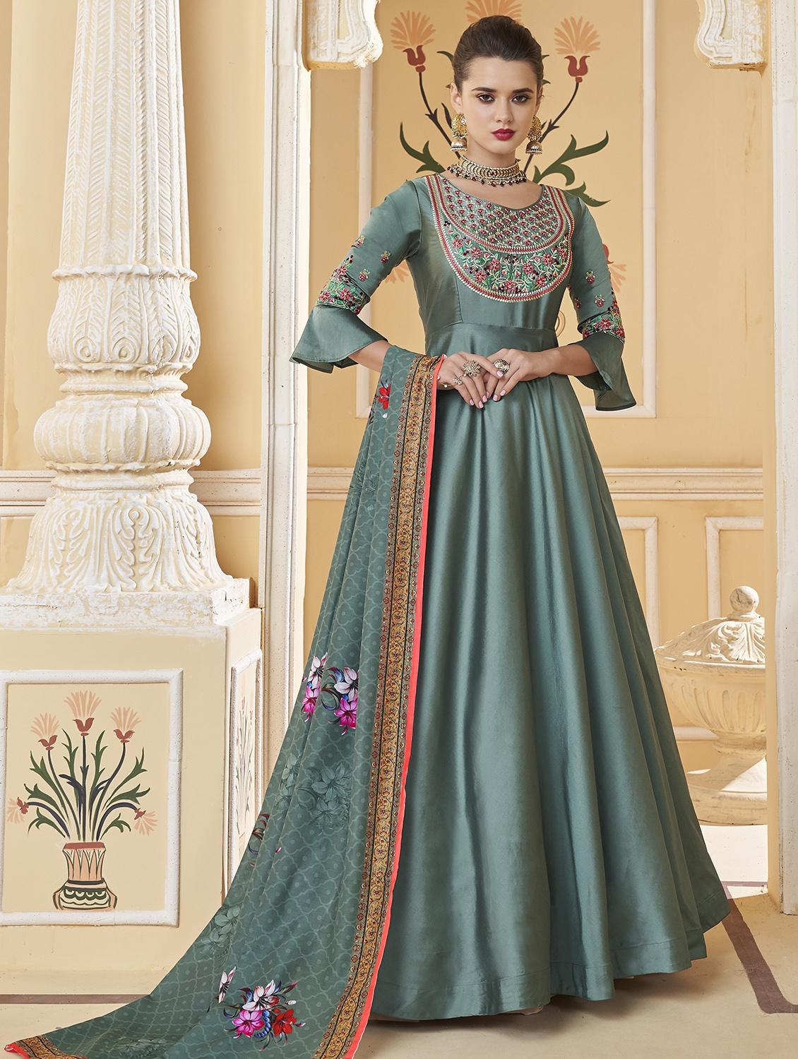 zardosi work semi-stitched suit - 16634408 - Zoom Image - 1