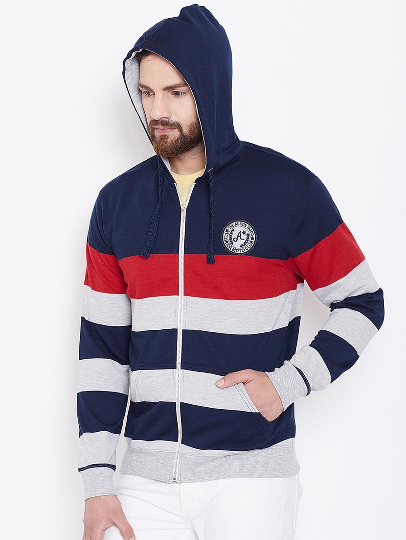 navy blue color block sweatshirt - 16634429 - Zoom Image - 2