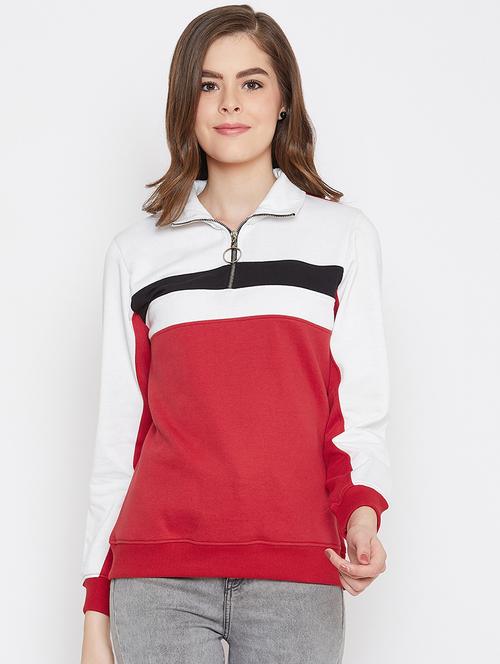 zipper detail collar sweatshirt - 16634476 - Very Small Image - 1