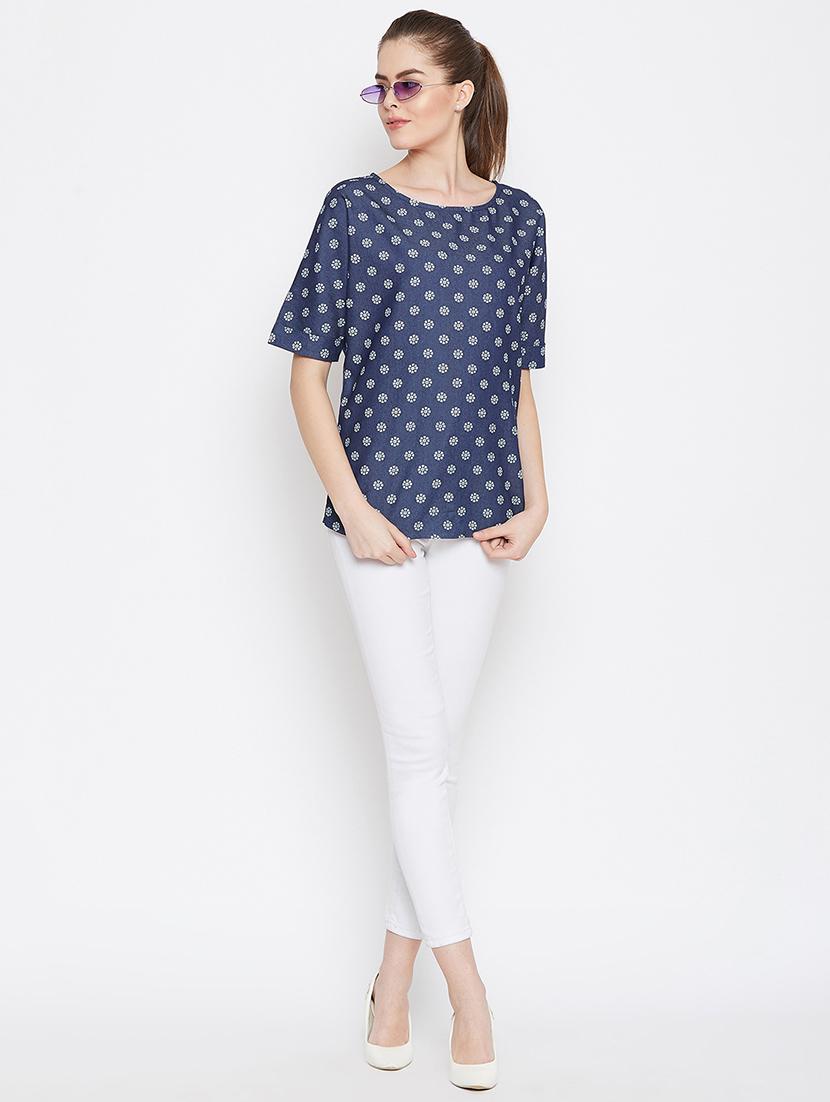 round neck floral top - 16634503 - Zoom Image - 4