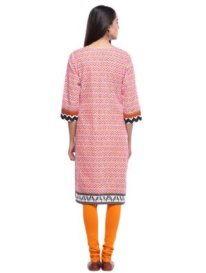 chevron printed straight kurta - 16634532 - Standard Image - 3