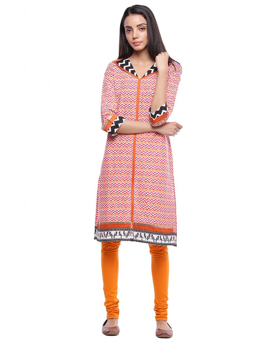 chevron printed straight kurta - 16634532 - Zoom Image - 1