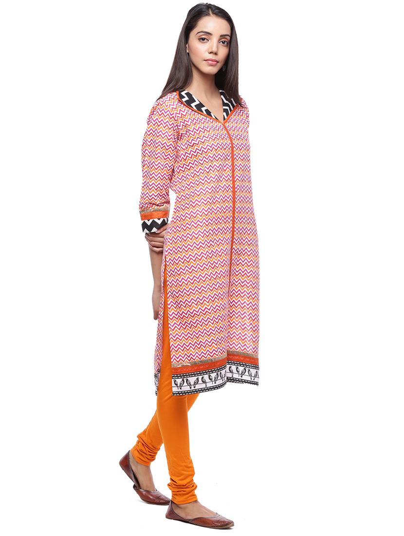 chevron printed straight kurta - 16634532 - Zoom Image - 2