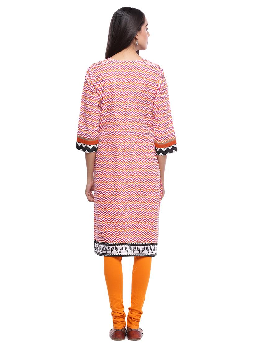 chevron printed straight kurta - 16634532 - Zoom Image - 3