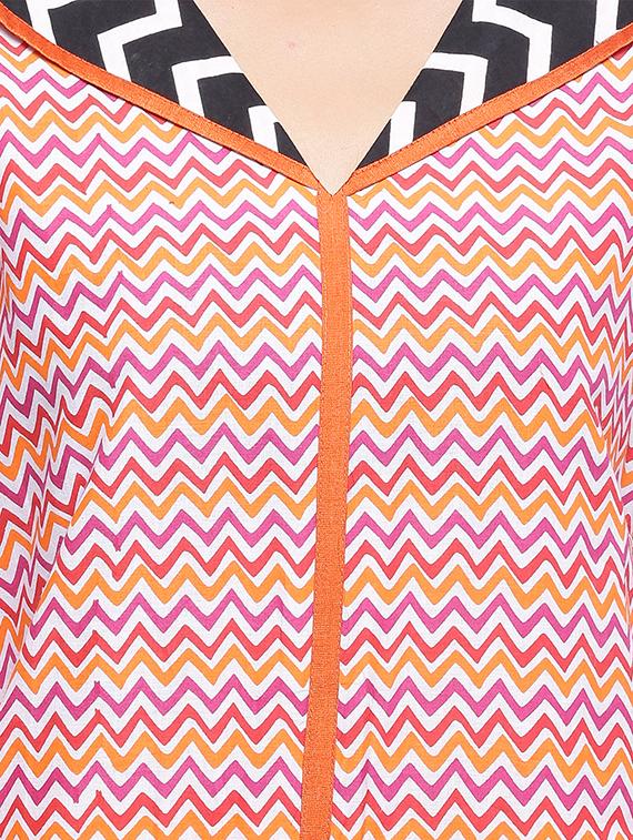 chevron printed straight kurta - 16634532 - Zoom Image - 4