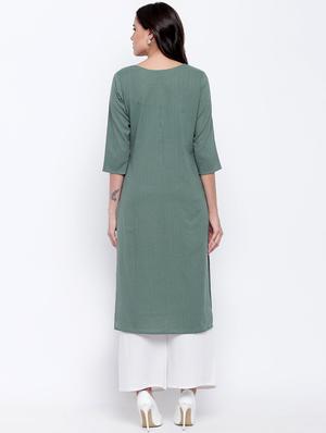 solid straight kurta - 16634593 - Standard Image - 3