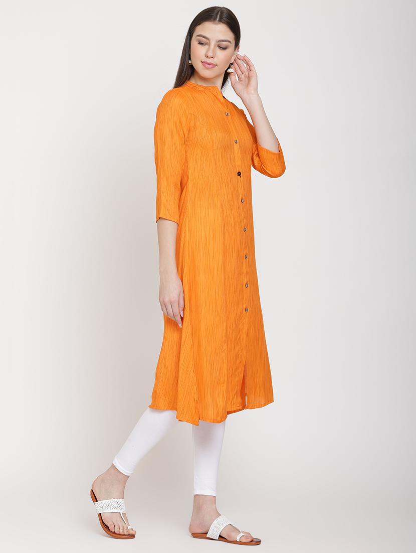 solid a-line kurta - 16634952 - Zoom Image - 2